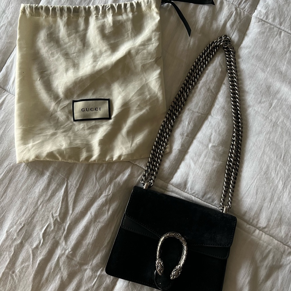 GUCCI DIONYSUS BLACK SUEDE BAG